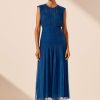 Clothing Shona Joy | Maya Ruched Sleeveless Midi Dress - Strong Blue