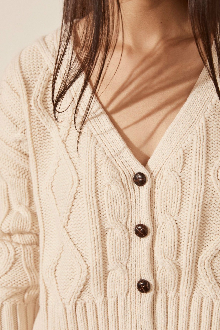 Clothing Shona Joy | Mercure Cable Cardigan - Bone