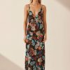 Clothing Shona Joy | Flotte Silk Plunged Slip Maxi Dress