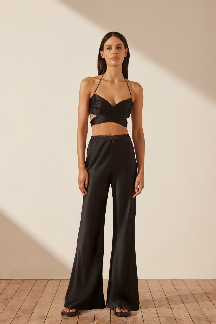 Clothing Shona Joy | Mezzanotte Silk Bias Cut Pant - Black