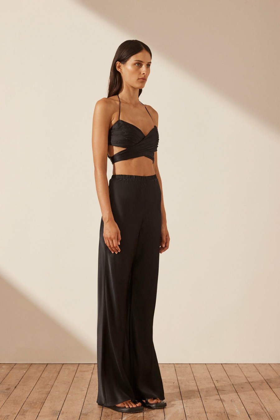 Clothing Shona Joy | Mezzanotte Silk Bias Cut Pant - Black