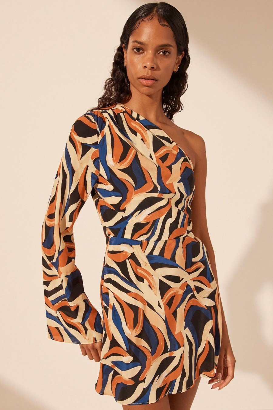 Clothing Shona Joy | Palma Silk One Shoulder Mini Dress