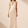 Clothing Shona Joy | La Lune Plunged Halter Midi Dress - Cream