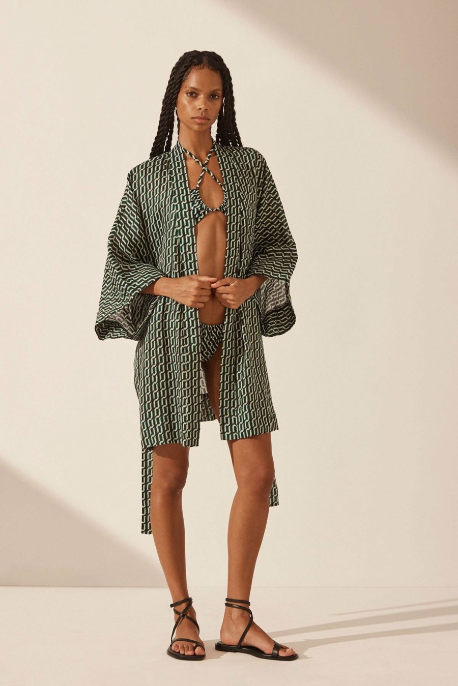 Clothing Shona Joy | Ida Linen Robe Mini Dress