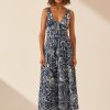 Clothing Shona Joy | Amelie Linen Plunged Panelled Midi Dress