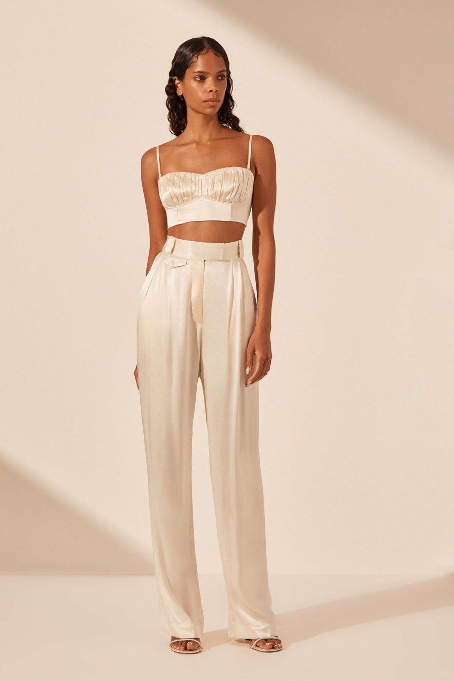 Clothing Shona Joy | La Lune High Waisted Tailored Pant - Cream