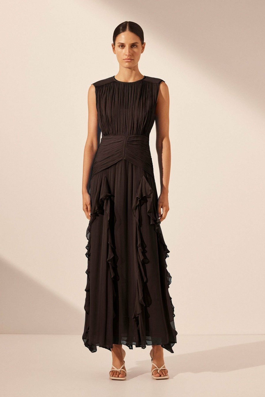 Clothing Shona Joy | Marquis Round Neck Sleeveless Maxi Dress - Black