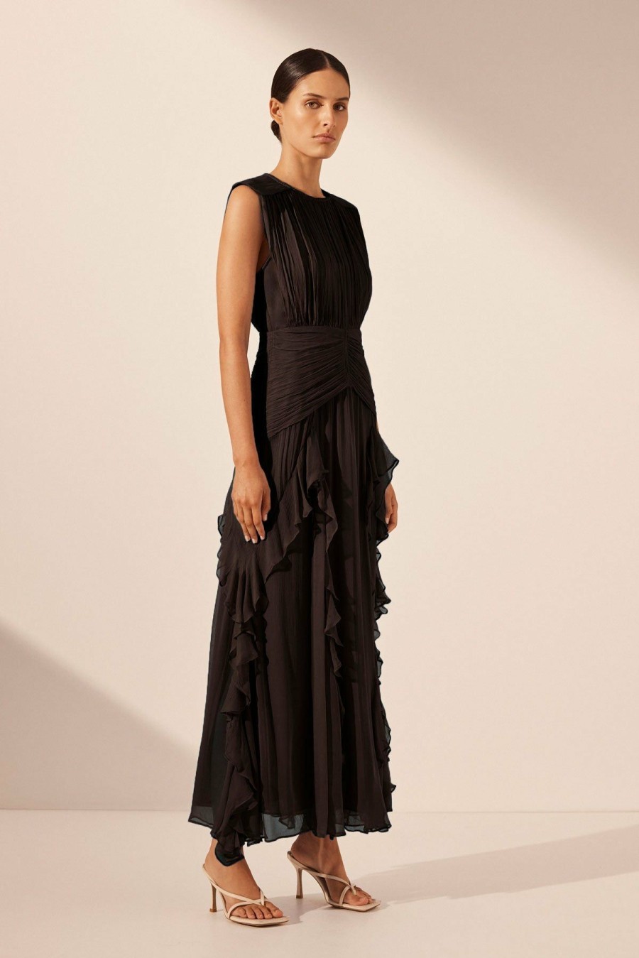 Clothing Shona Joy | Marquis Round Neck Sleeveless Maxi Dress - Black