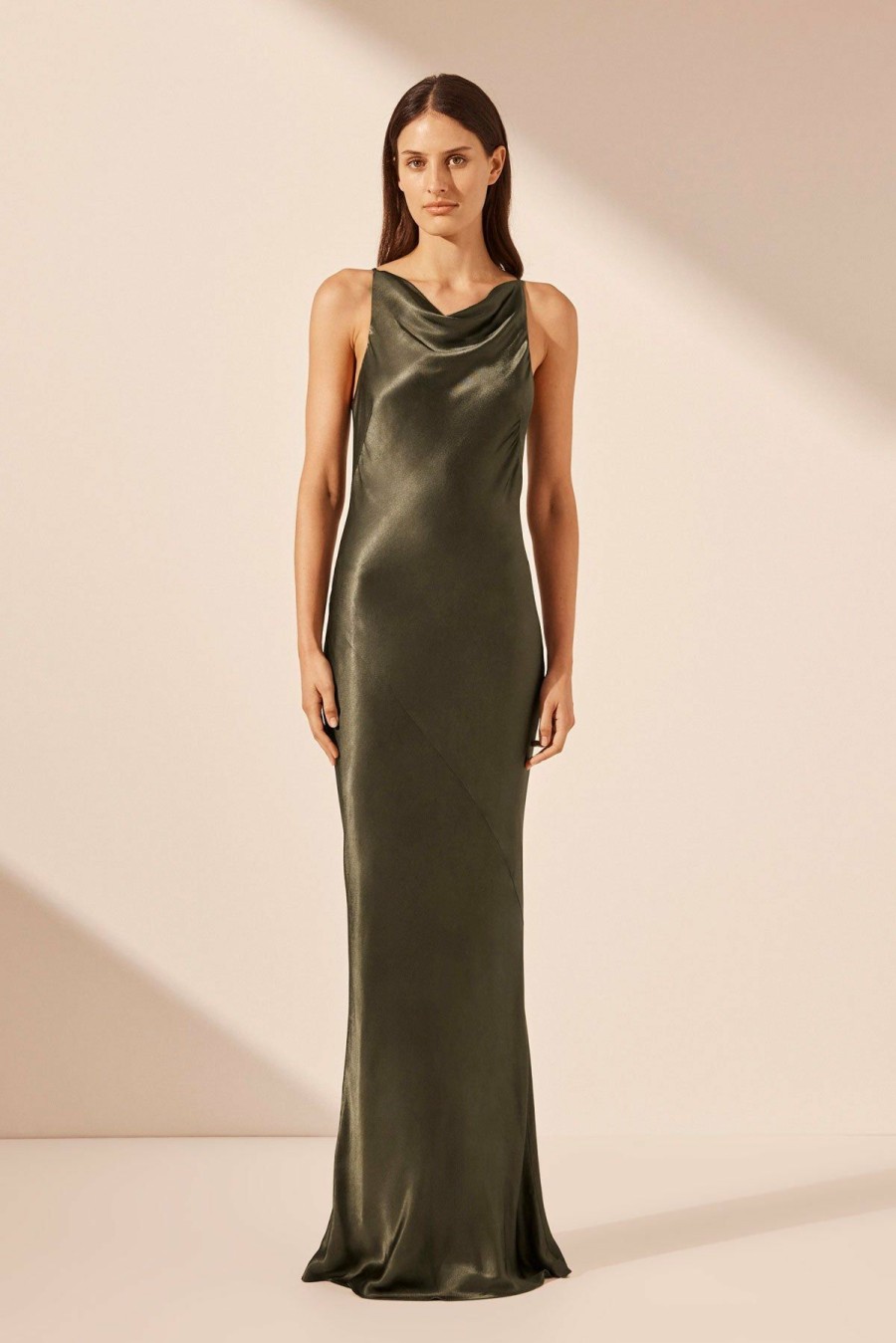 Clothing Shona Joy | La Lune High Neck Cowl Maxi Dress - Forest