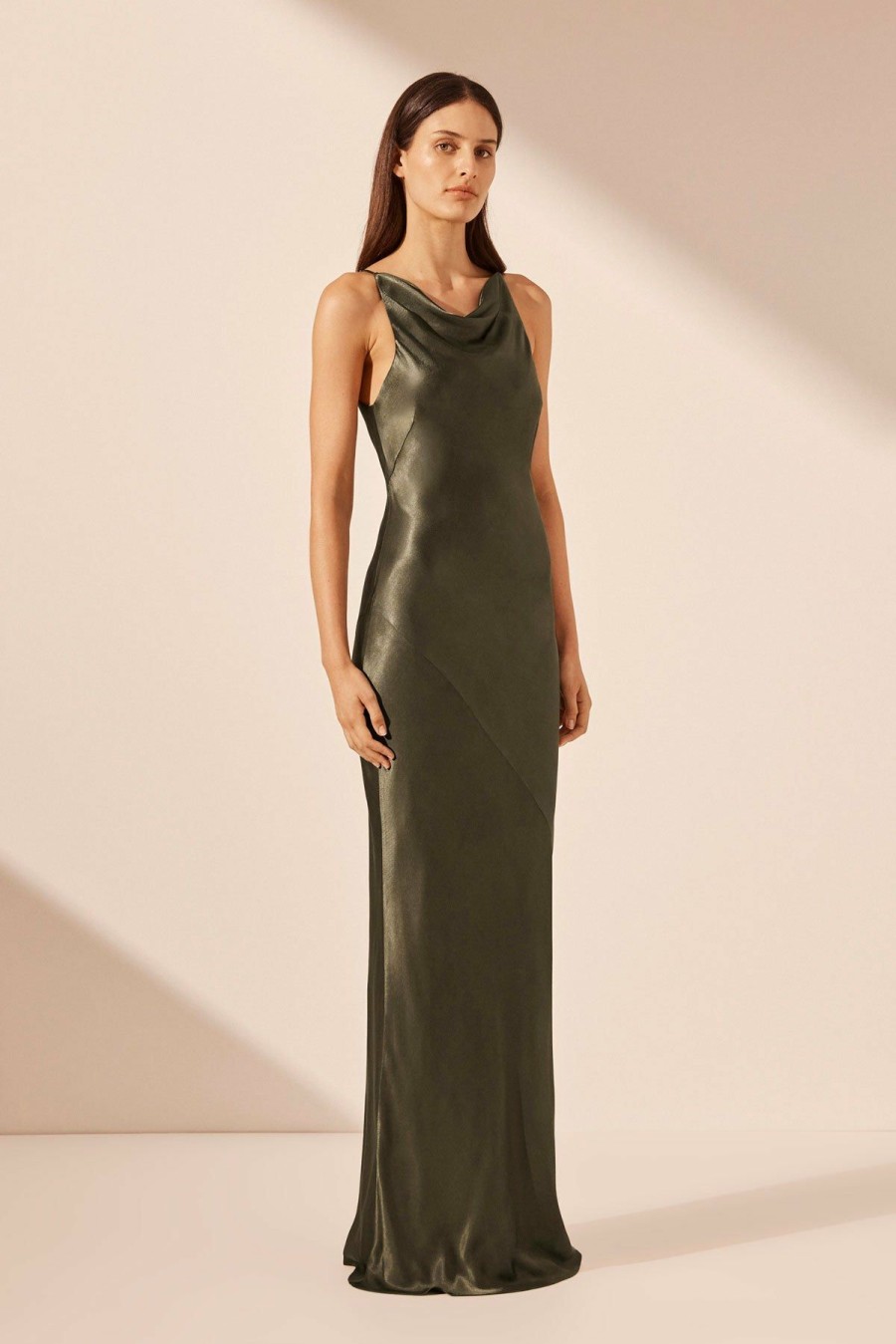 Clothing Shona Joy | La Lune High Neck Cowl Maxi Dress - Forest