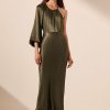 Clothing Shona Joy | La Lune One Shoulder Balloon Sleeve Midi Dress - Forest