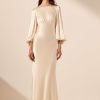 Clothing Shona Joy | La Lune Open Back Balloon Sleeve Maxi Dress - Cream