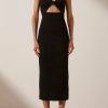 Clothing Shona Joy | Simone Fitted Cut Out Midi Dress - Black