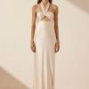 Clothing Shona Joy | La Lune Ruched Halter Maxi Dress - Cream