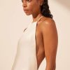 Clothing Shona Joy | La Lune Low Back Halter Neck Midi Dress - Cream