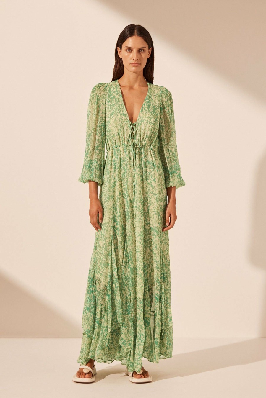 Clothing Shona Joy | Belvedere Lace Front Drawstring Maxi Dress