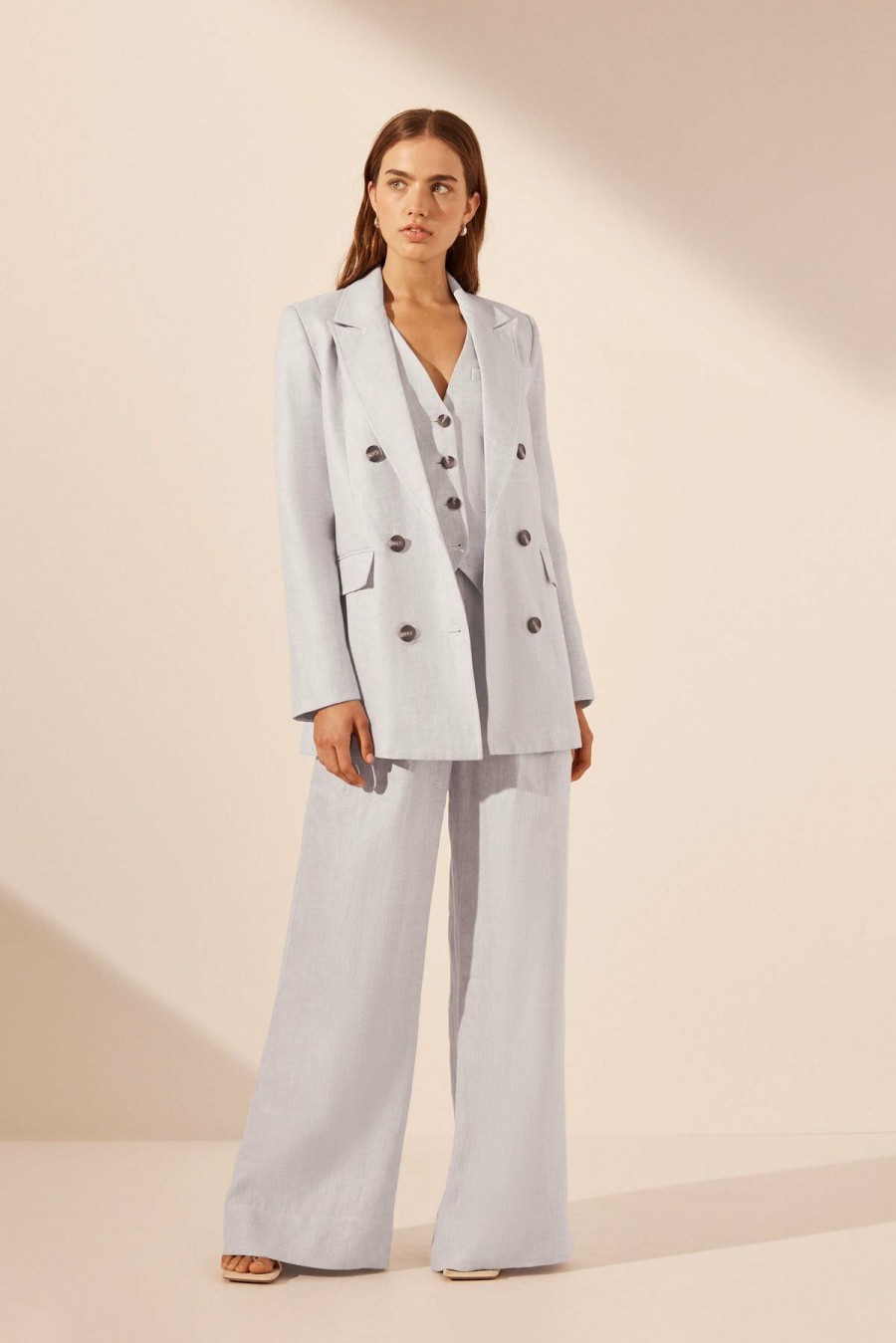 Clothing Shona Joy | Brisa Peak Lapel Blazer - Ice Blue