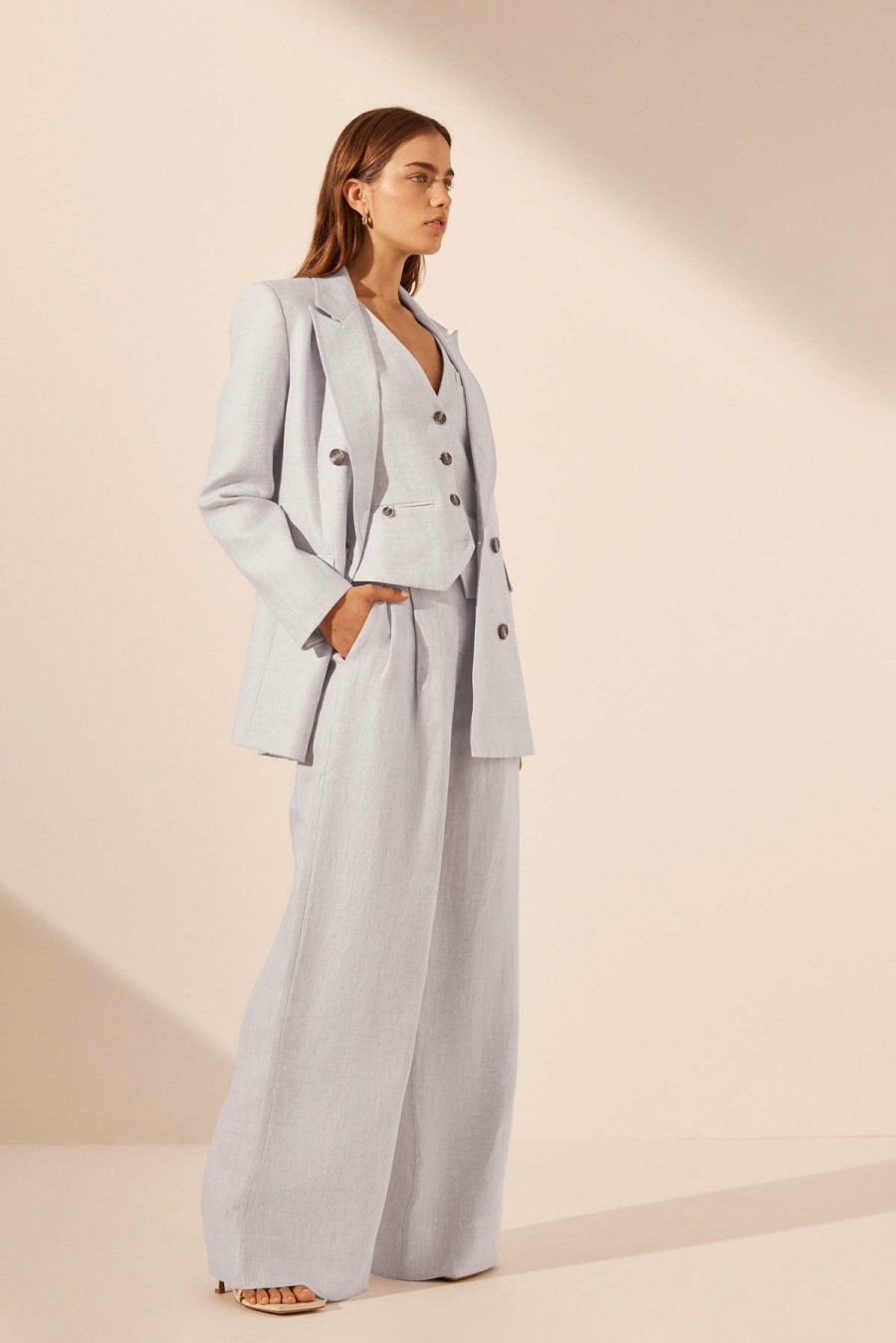 Clothing Shona Joy | Brisa Peak Lapel Blazer - Ice Blue