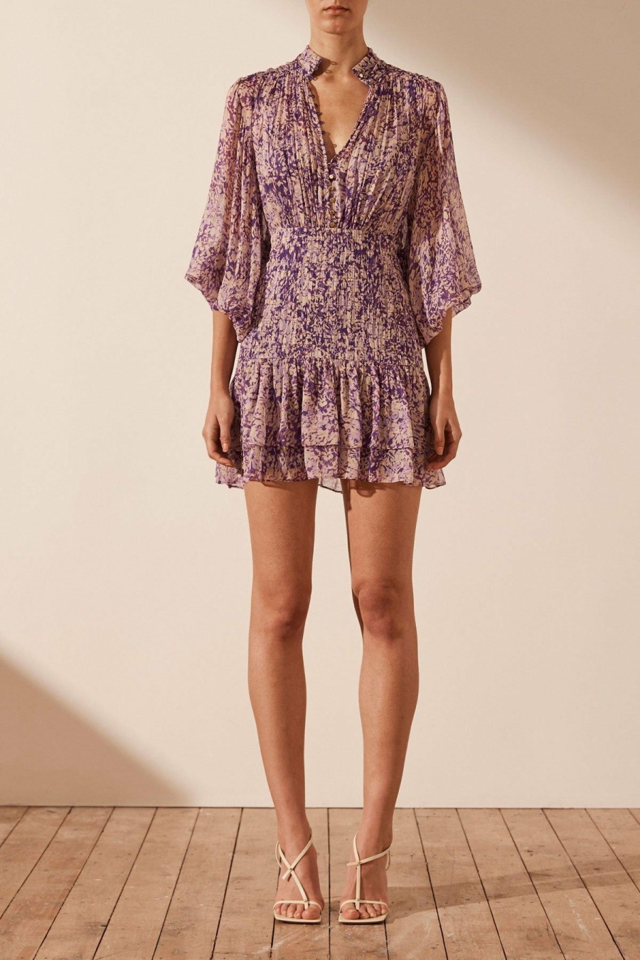 Clothing Shona Joy | Aurier Button Up Ruched Mini Dress