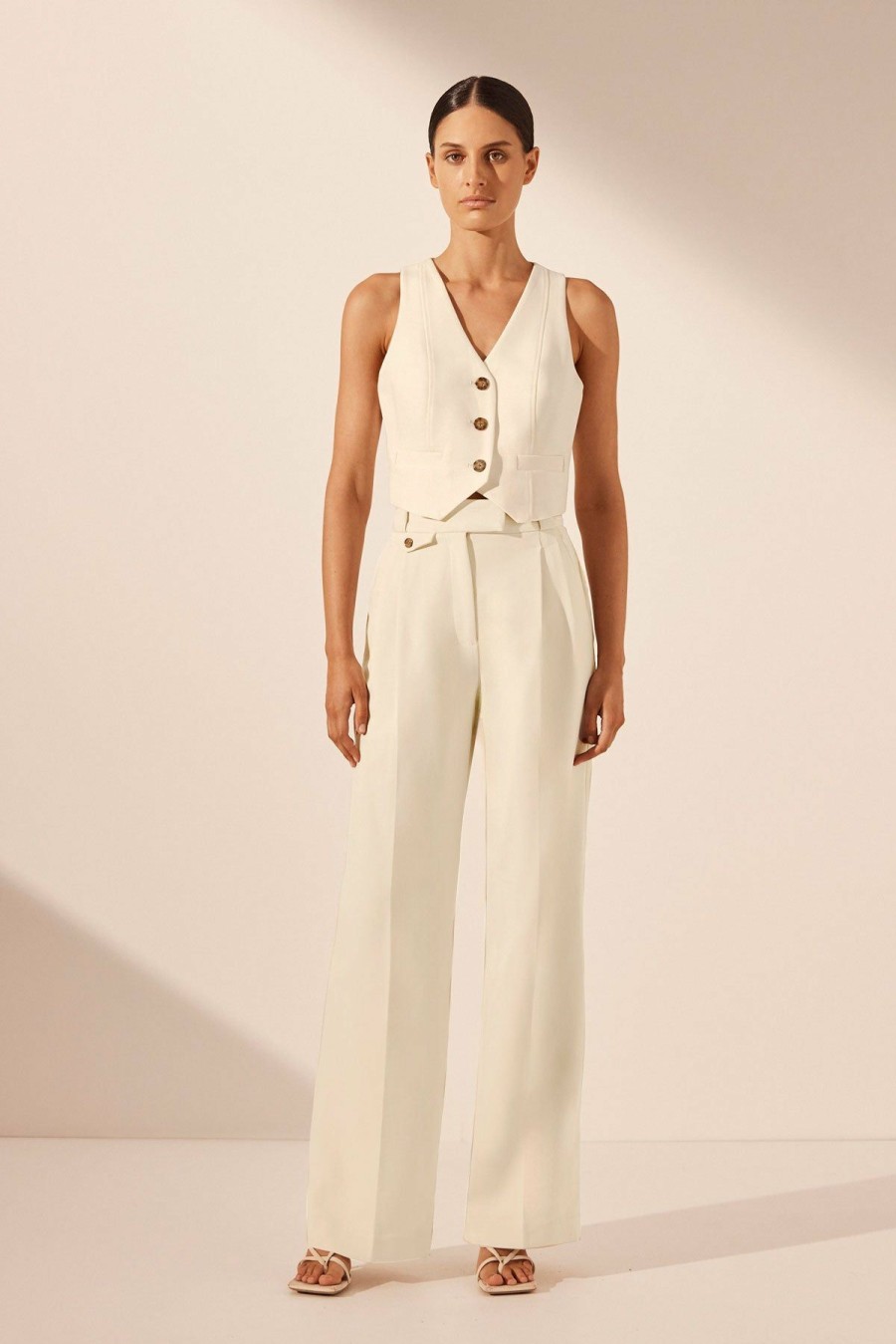 Clothing Shona Joy | Irena High Waisted Tailored Pant - Cream