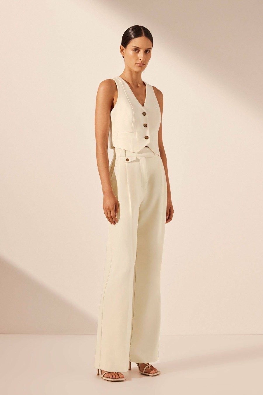 Clothing Shona Joy | Irena High Waisted Tailored Pant - Cream