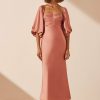 Clothing Shona Joy | Luxe Ruched Bodice Long Sleeve Midi Dress - Rose