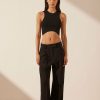 Clothing Shona Joy | Basic Curved Hem Crop Top - Black