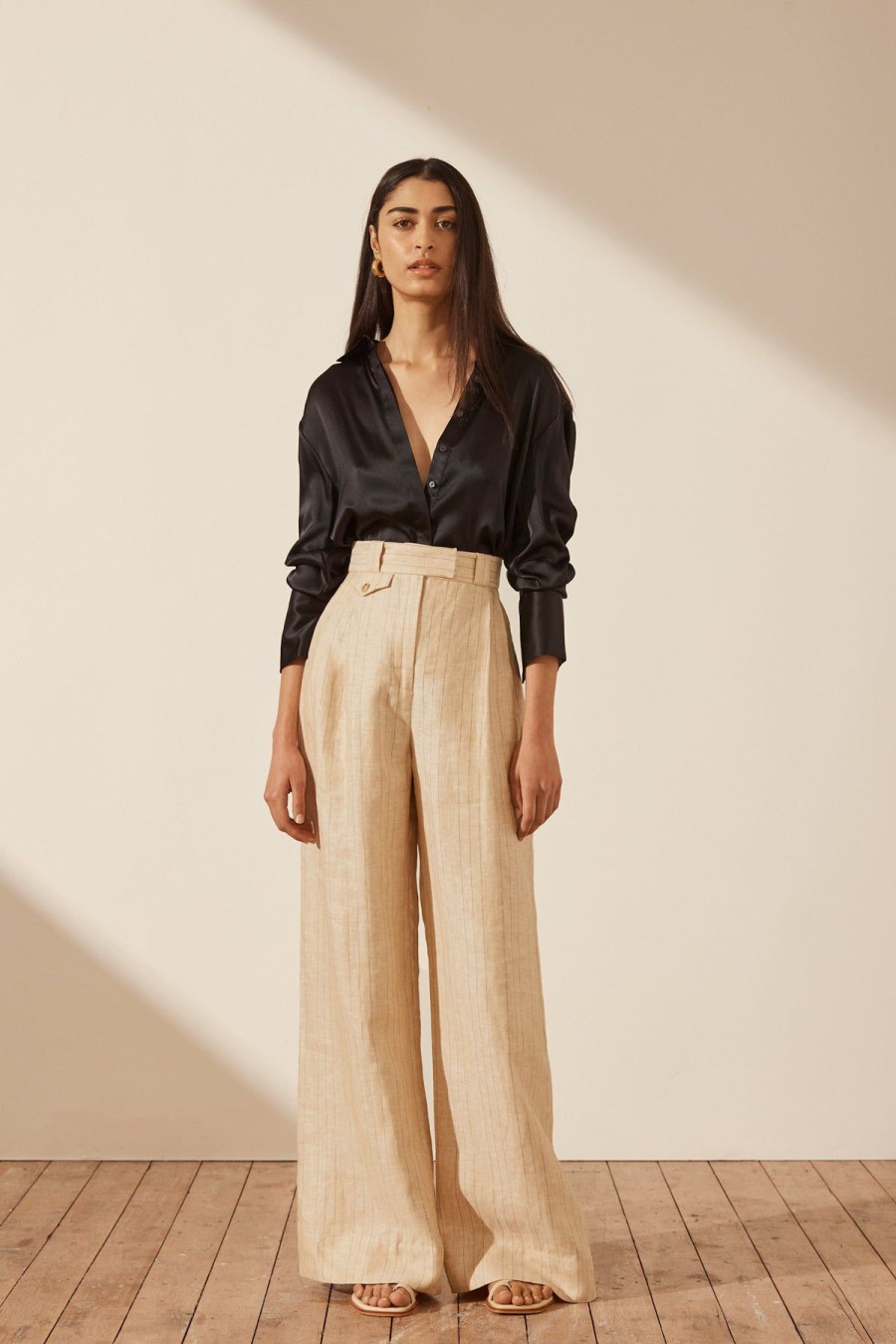 Clothing Shona Joy | Sabbia Linen Tailored Wide Leg Pant