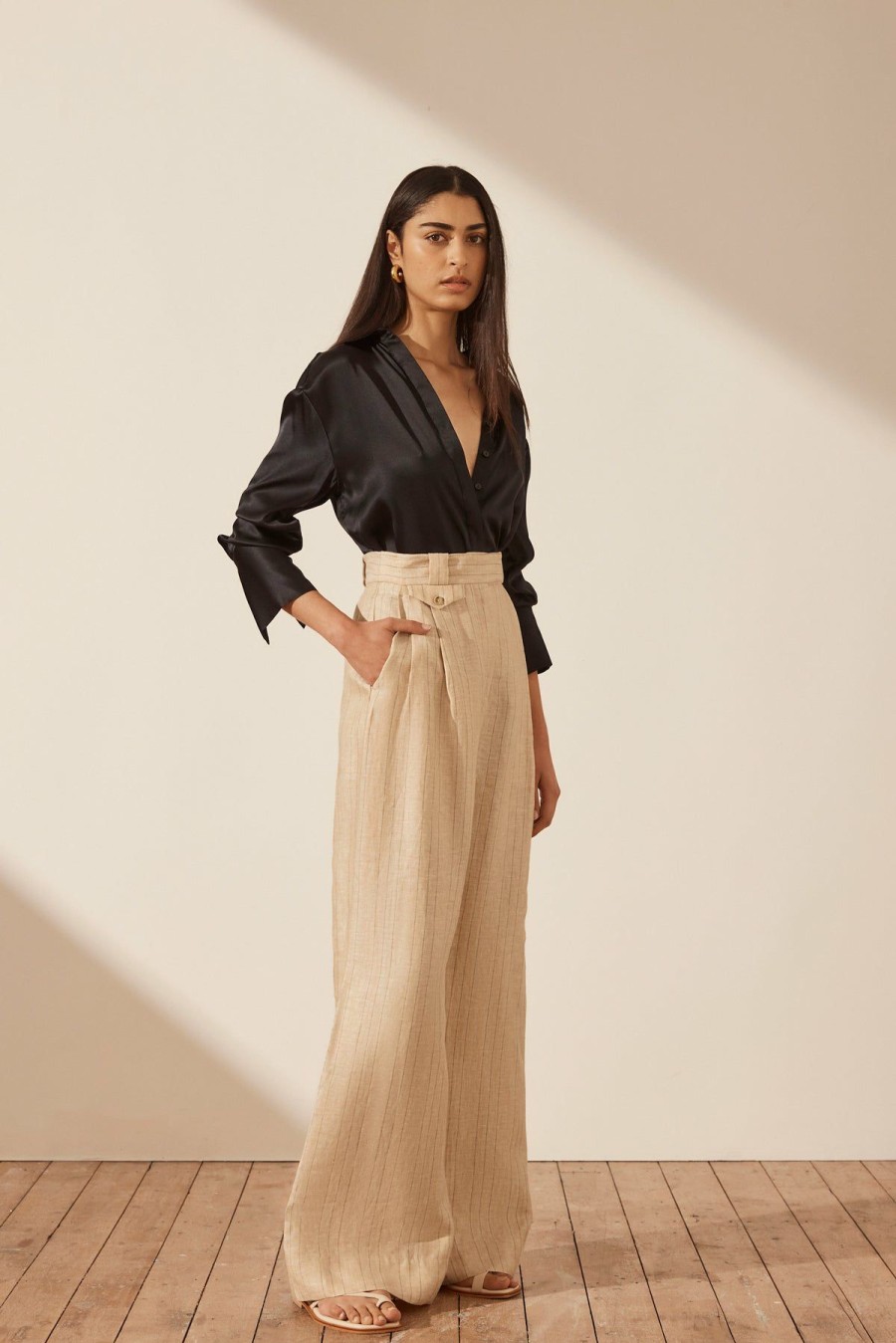 Clothing Shona Joy | Sabbia Linen Tailored Wide Leg Pant