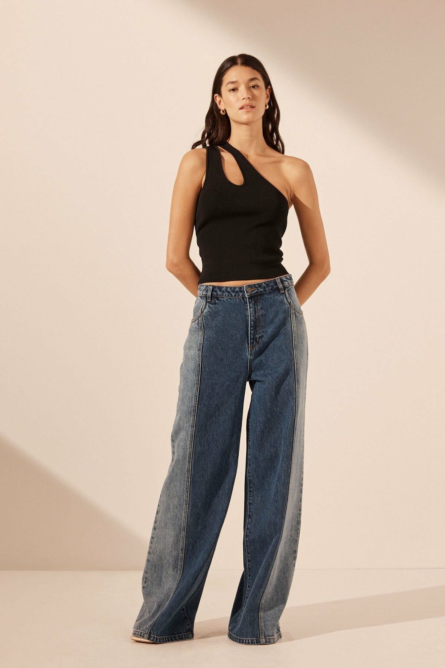 Clothing Shona Joy | Reina Contrast Wide Leg Jean