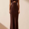 Clothing Shona Joy | Lana Ruched Halter Midi Dress - Cocoa