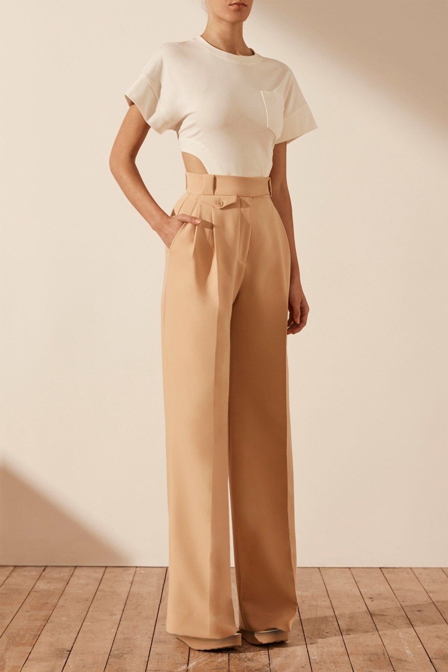 Clothing Shona Joy | Irena High Waisted Tailored Pant - Peanut Butter