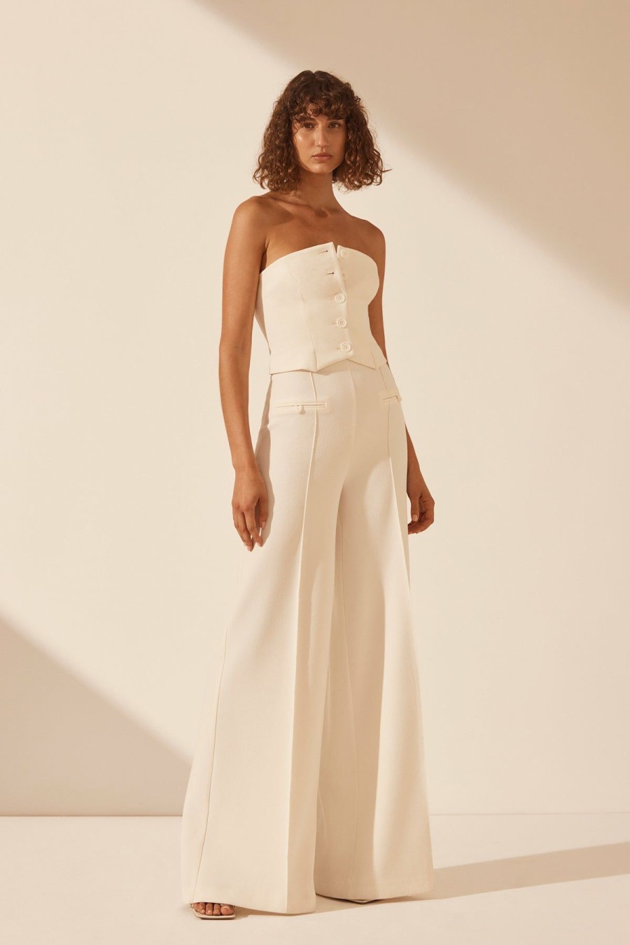 Clothing Shona Joy | Amura High Waisted Wide Leg Pant - Cream