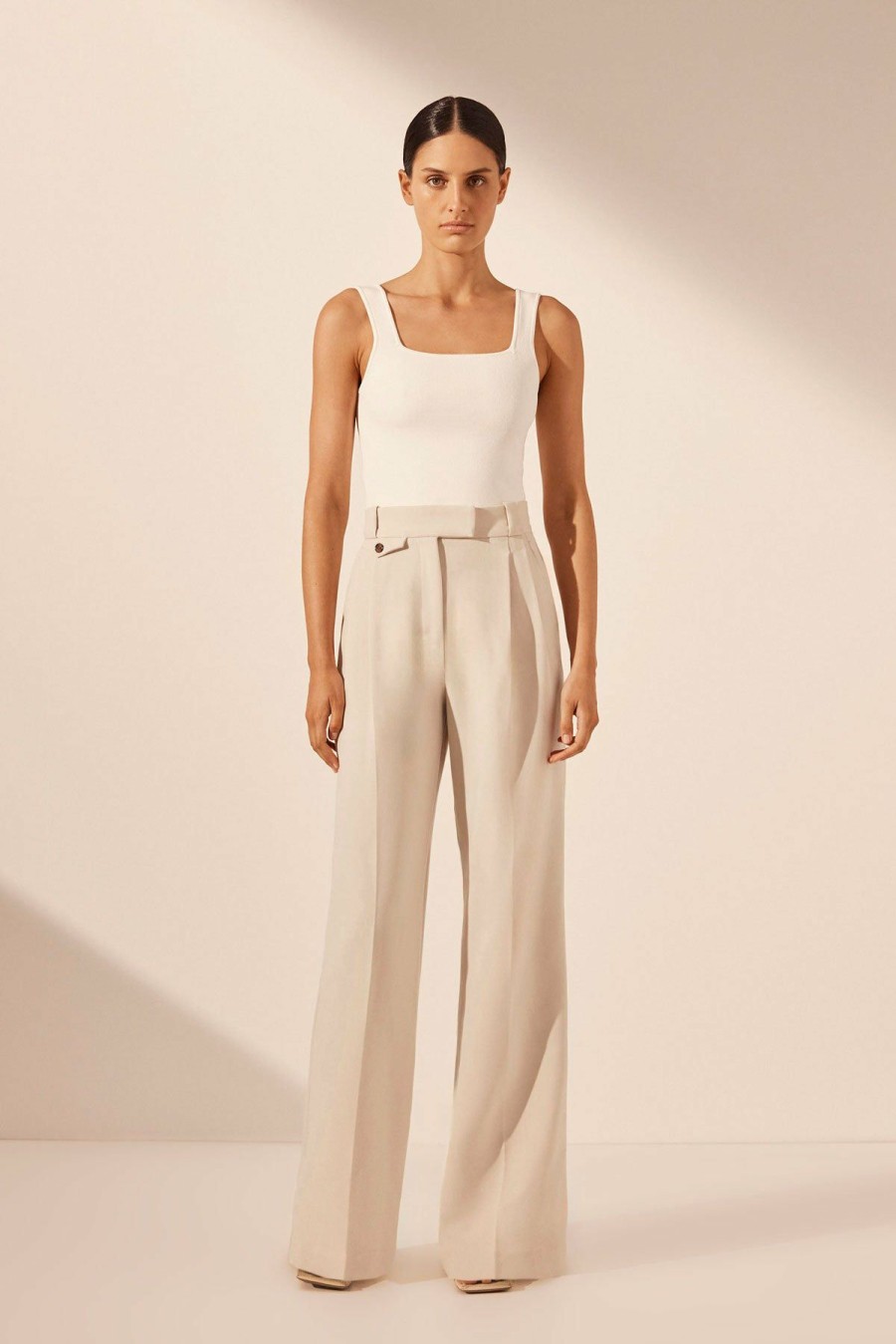 Clothing Shona Joy | Basic Square Neck Top - Ivory