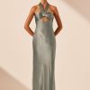 Clothing Shona Joy | La Lune Ruched Halter Maxi Dress - Sage