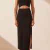 Clothing Shona Joy | Basic Midi Skirt With Split - Black