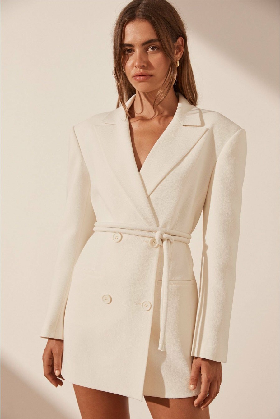 Clothing Shona Joy | Amura Blazer Dress With Belt - Cream