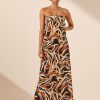 Clothing Shona Joy | Palma Silk Strapless Column Maxi Dress