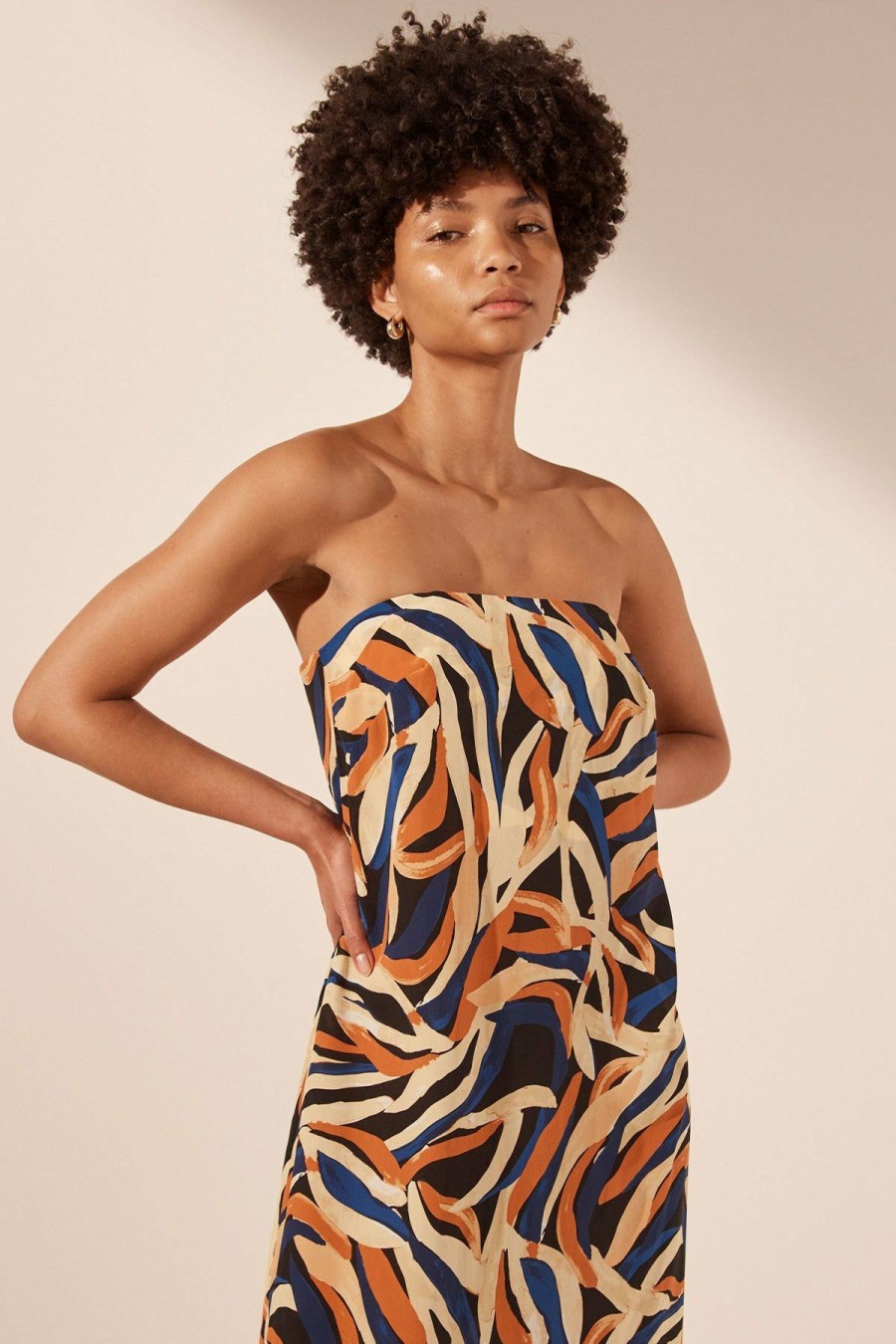 Clothing Shona Joy | Palma Silk Strapless Column Maxi Dress