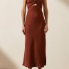 Clothing Shona Joy | Luxe Twist Front Sleeveless Midi Dress - Sangria