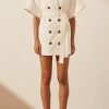 Clothing Shona Joy | Akua Short Sleeve Blazer Dress - Coconut