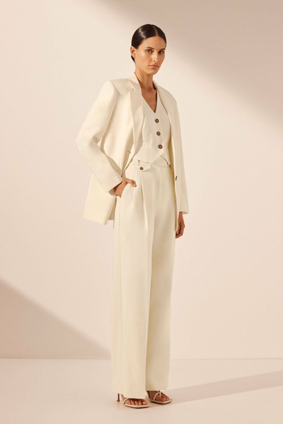 Clothing Shona Joy | Irena Oversized Tailored Blazer - Cream