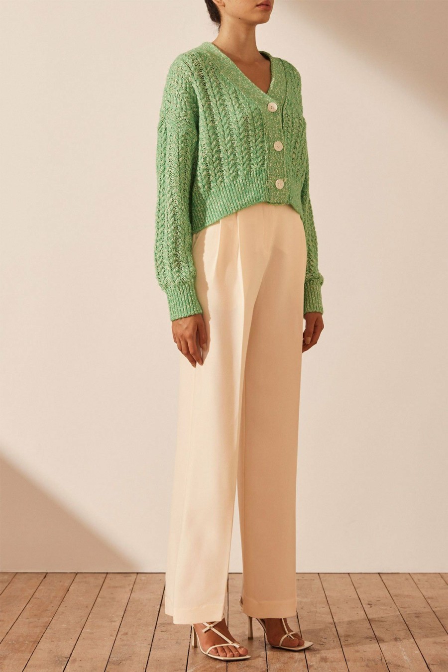 Clothing Shona Joy | Siqueira Cardigan - Tree Green/Ivory