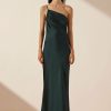 Clothing Shona Joy | Luxe Asymmetrical Gathered Maxi Dress - Emerald