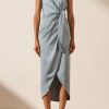 Clothing Shona Joy | Luxe Tie Front Cocktail Dress - Azure