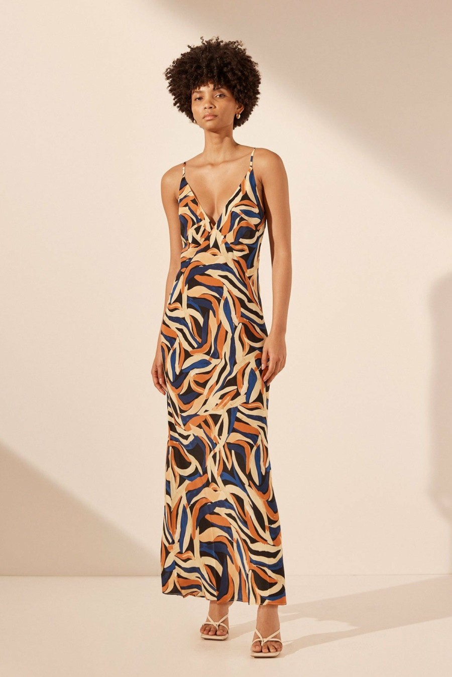 Clothing Shona Joy | Palma Silk Plunged Slip Maxi Dress