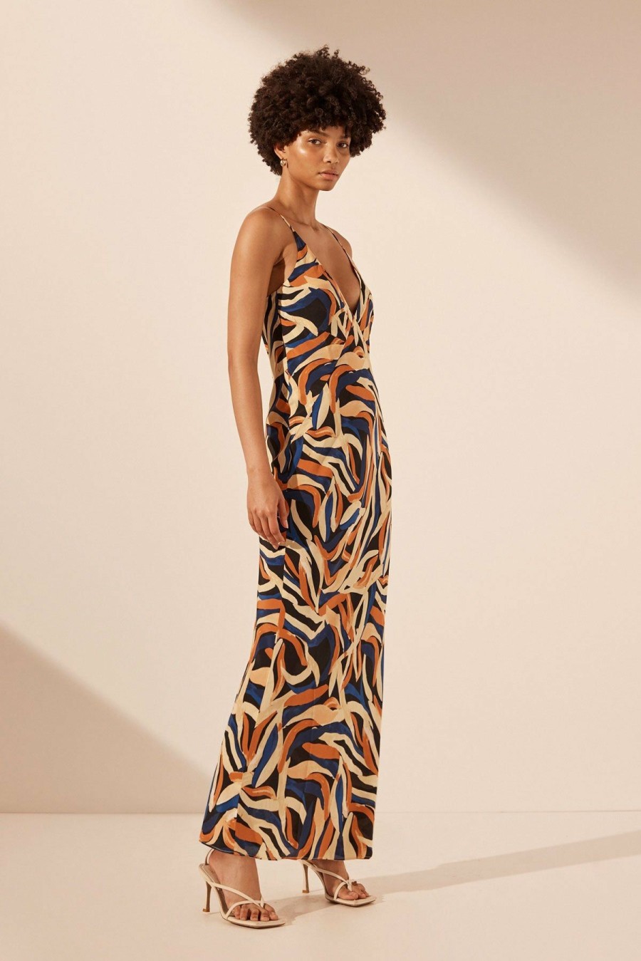 Clothing Shona Joy | Palma Silk Plunged Slip Maxi Dress