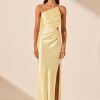 Clothing Shona Joy | La Lune Asymmetrical Gathered Maxi Dress - Lemon