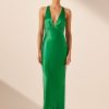 Clothing Shona Joy | Lana Plunged Cross Back Midi Dress - Tree Green