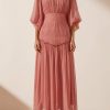 Clothing Shona Joy | Lauren Button Up Ruched Midi Dress - Blush